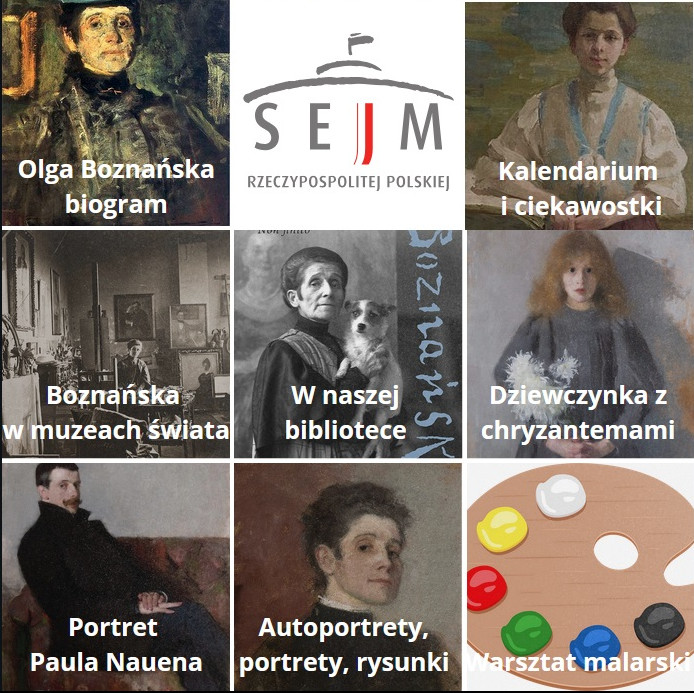 Materiały związane z Rokiem Olgi Boznańskiej, zebrane na platformie Canva - ilustracja