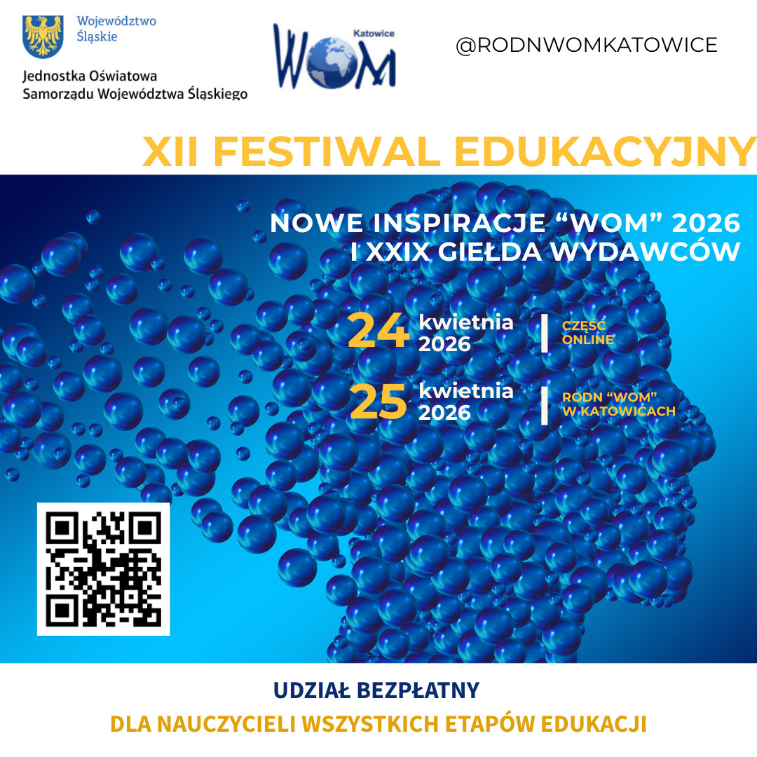 Plakat Festiwalu Edukacyjnego Nowe Inspiracje WOM Katowice 2026