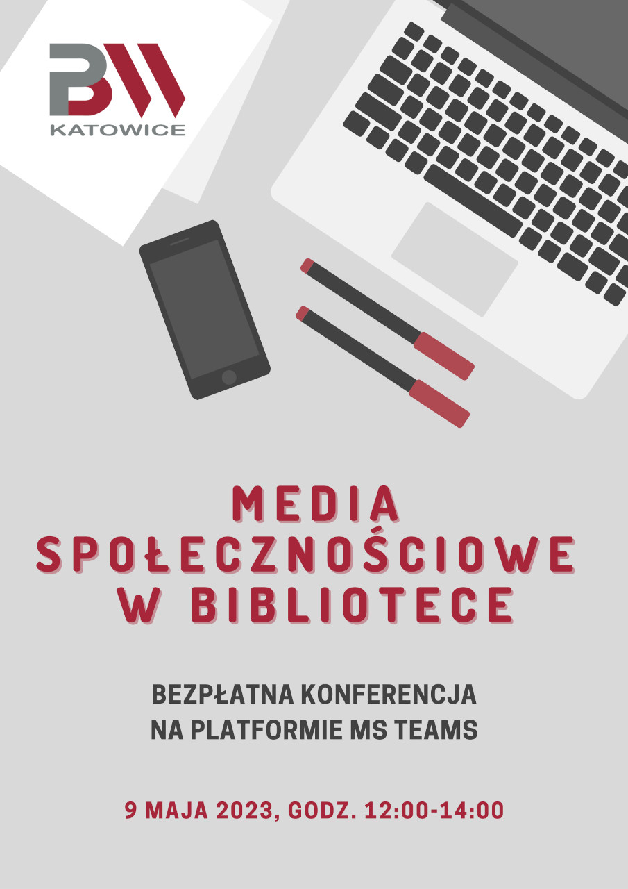 Plakat konferencji online Media społecznościowe w bibliotece