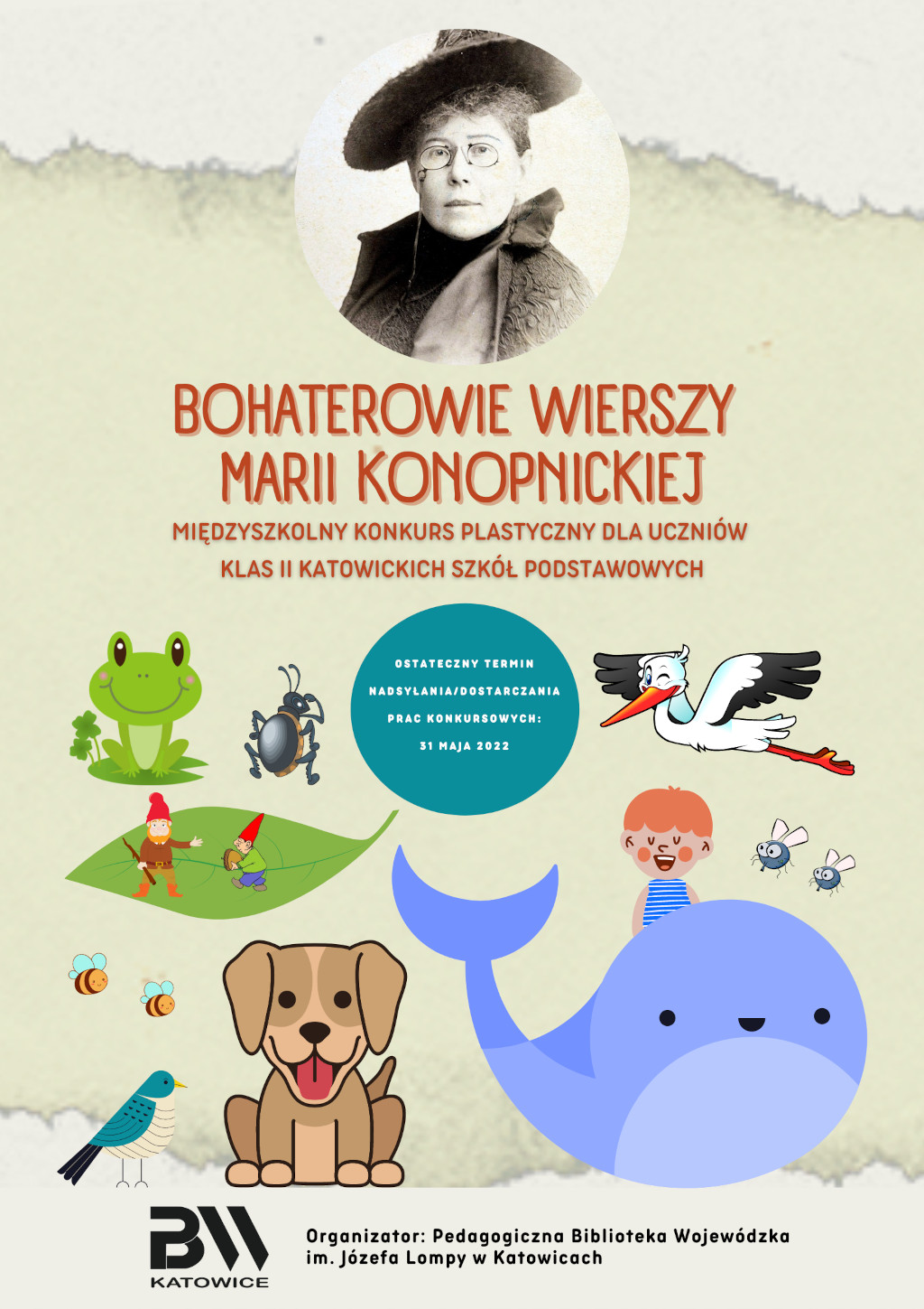 plakat konkursu Bohaterowie wierszy Marii Konopnickiej