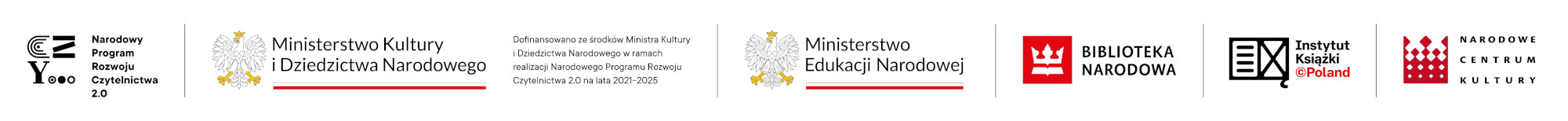 Grafika z&nbsp;logotypami Narodowego Programu Rozwoju Czytelnictwa oraz instytucji wspierających