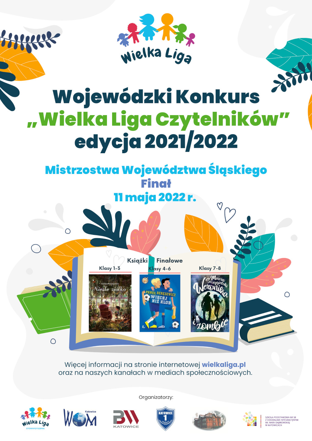 Finał Wojewódzkiego Konkursu Czytelniczego "Wielka Liga Czytelników" – edycja 2021/2022 - plakat